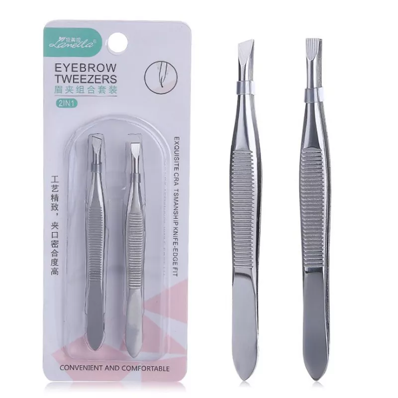 Professional Slanted/flat Stainless Steel Hair Removal Clip Eyebrow Face Hair Remover Tweezers Eyebrow Plucking Tools
